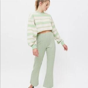 Medium BDG Urban Outfitters mint green, peach & white striped cropped sweatshirt